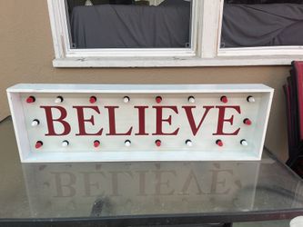 Believe Christmas Light Up Sign 