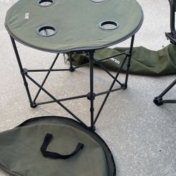 Camping Table Beach Table 4 Cup Holders with Steel Frame  And Chair 