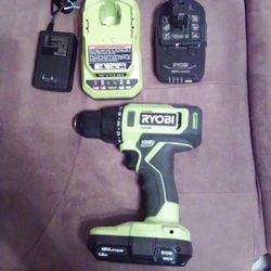 Ryobi: Dill, Charger And 2 18 Volt Lithium Batteries.