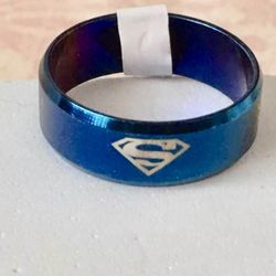 Blue Superman Ring, Size 8