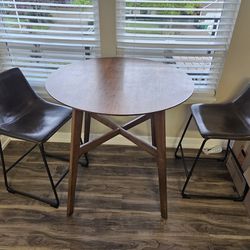 Bar Height Round Dining Table And Two Chairs