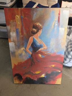 Hand Painted Flying Skirt Dancer Oil Painting