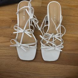 White Heels Prom Shoes Size 7