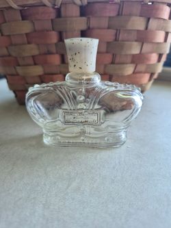 Vintage Prince Matchabelli Clear Glass Crown Perfume Bottle - Empty Vanity Decor