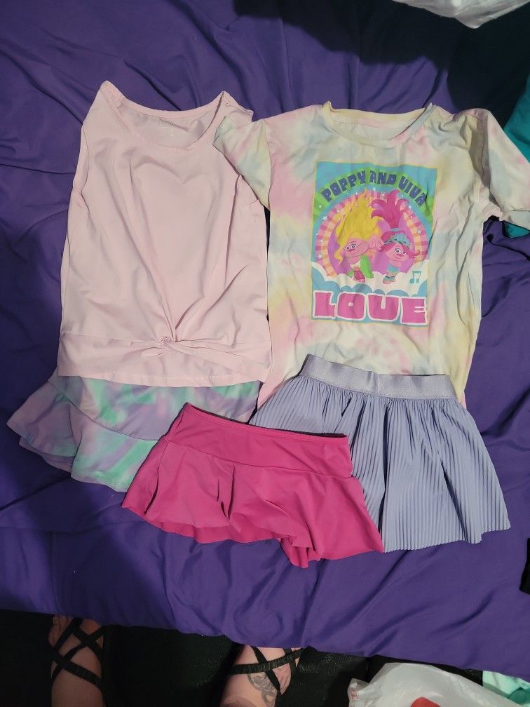 Girls Size 4/5 Bundle (3 Skirts 1 Tank Top And 1 T Shirt)