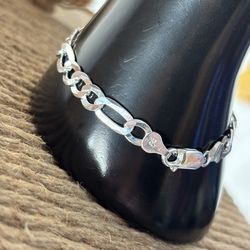 8 inch Solid Sterling silver 925 Figaro Link cuban bracelet