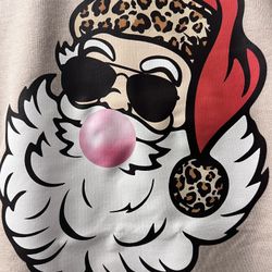 2XL Santa Claus Leopard Print Beige Sweatshirt 