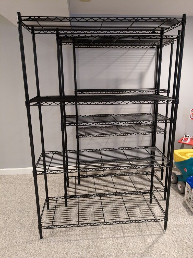 3 Black Metal Adjustable Shelves 48" x 18"