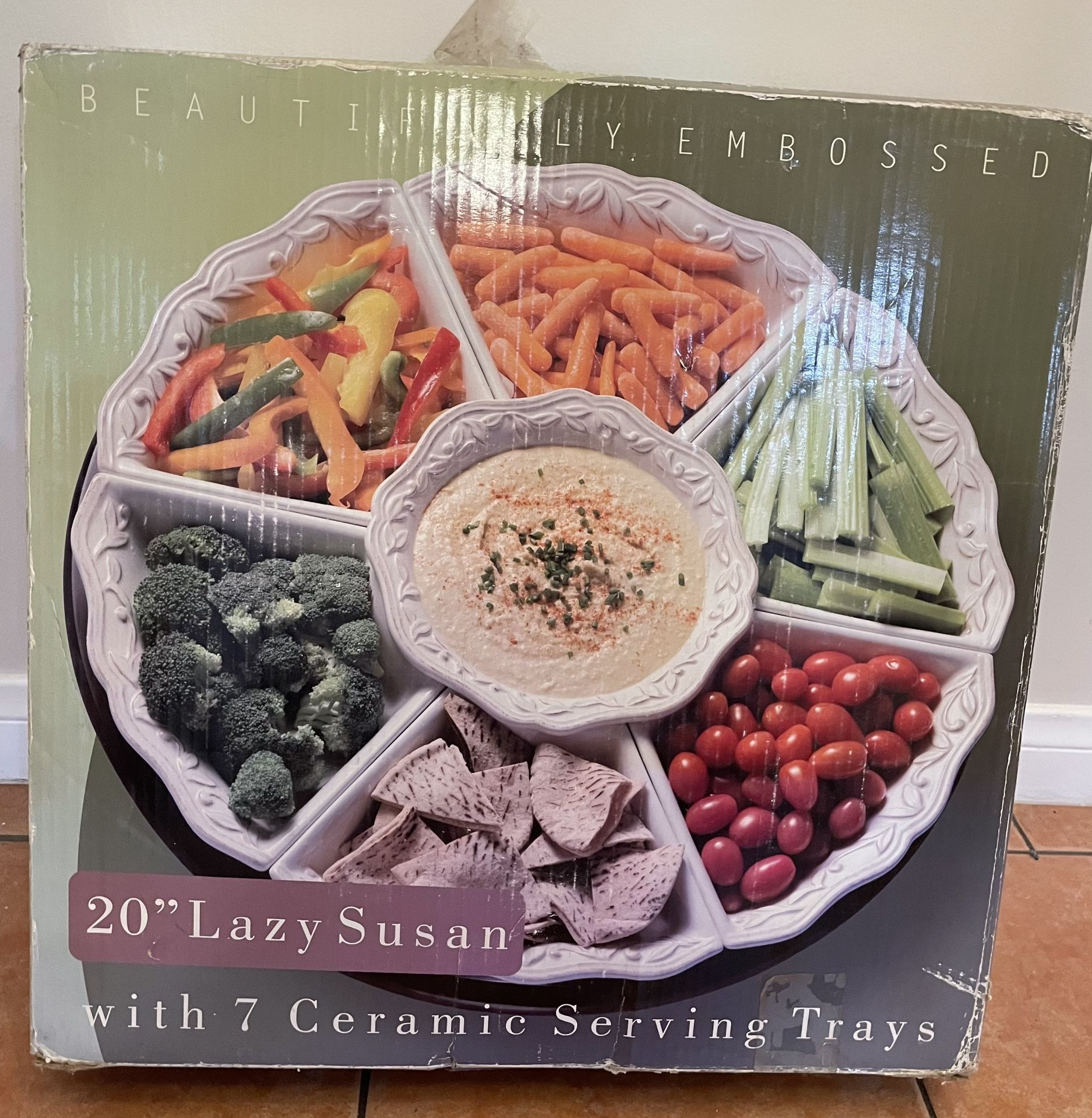 20” Lazy Susan With 7 Ceramic Trays
