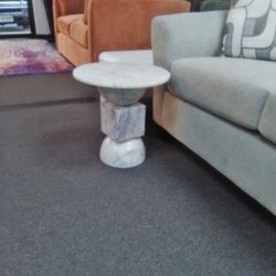 Neda Marble End Table, Polished White by Four Hands.