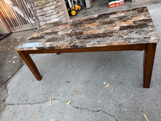 Dining Table with Marble-Look Top