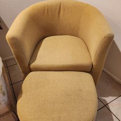 Yellow Chair With Ottoman