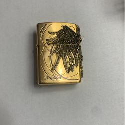 Gold Zippo Lighter With Warrior Valkyrie 