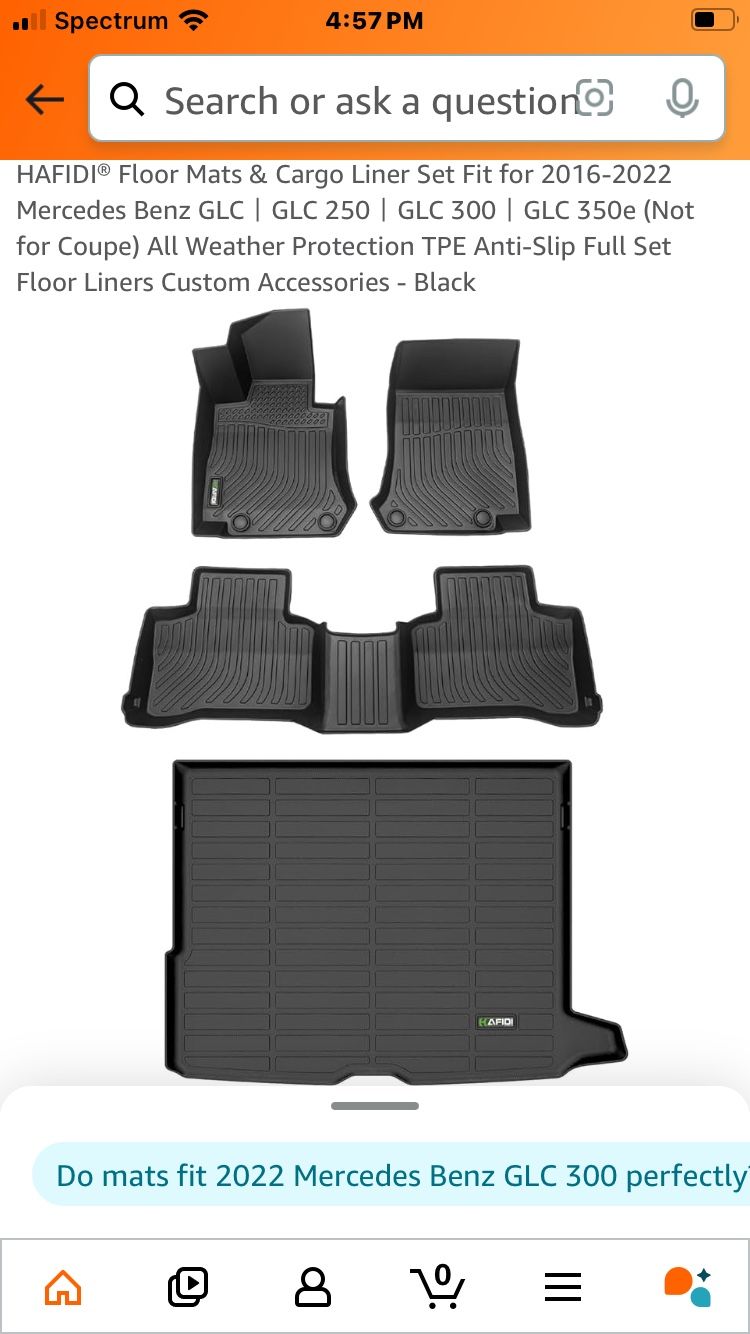 Floor mats And Cargo Liners Mercedes Benz GLC 2016-2022