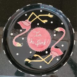 Joanne DeLomba for Lotus 14" Serving or Decorator Flamingo Plate 
