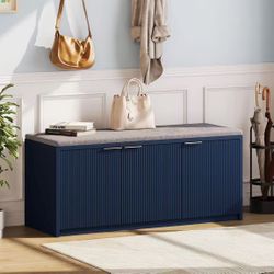 ❤️‍🔥 2-Tier Shoe Storage Bench with 3 Doors & Adjustable Shelf