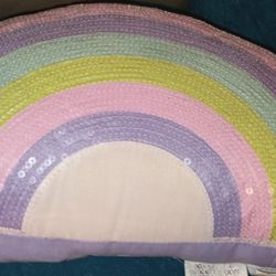 Kids decorative purple/pink  colored rainbow, cleaning out closet gently used needs a wash $3