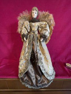 Angel Tree Topper or Tabletop Centerpiece Porcelain Feathers  17" Christmas 