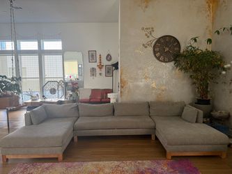 Crate & Barrel Large Gray U-Shape Sectional Sofa
