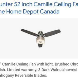 Hunter 52" Camille Ceiling Fan Gently Used