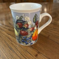 Gorgeous Like New Floral and Fruit Themed Coffee Mug or Teacup Produced for Designpac Inc.