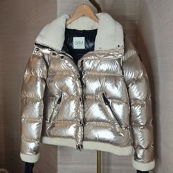 Women's Sam Freestyle Puffer, Rosegold, Cream Sherling Size Small