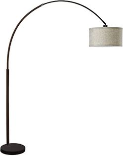 Beige Shade Black Marble Base Arch Floor Lamp