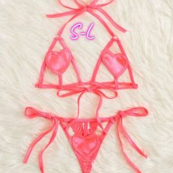 PINK HEART LINGERIE SET