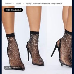 Fashion Nova Highly Classified Rhinestone Pump - Black