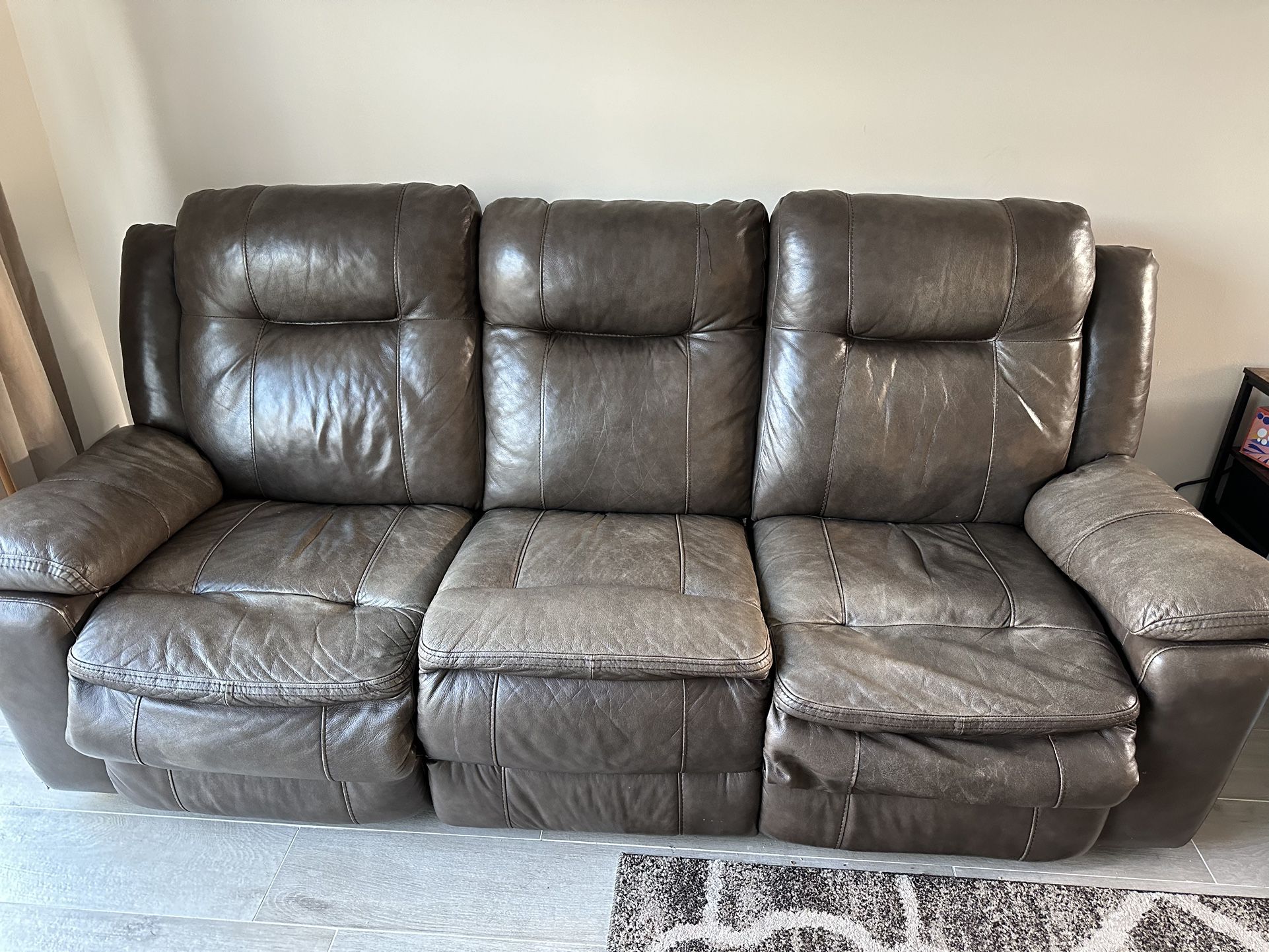 Leather Reclining Sofas Set