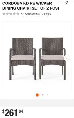Cordoba PE Wicker Dining Chairs Set of 2 / Caja de 2 sillas exterior