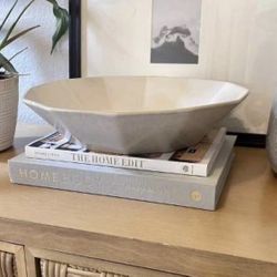 Studio McGee Earthy Ceramic Angular Bowl - New Never Used 13” wide - Elevated Simplicity   2.64 Inches (H) ×  13 Inches (W) × 13 