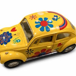 Vintage VW Beetle Flower Power Die-Cast Car