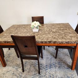 Real Granite Top Dining Table With 4 Matching Chairs