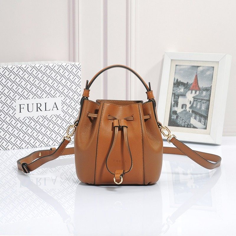 Furla Miastella Mini Patchwork Shoulder Bag Brown