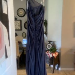 6/8 One Shoulder Floor Length Chiffon David’s Bridal Dress.