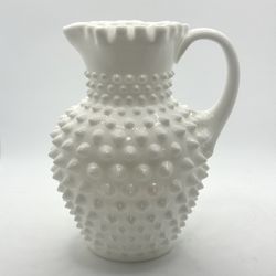 Vintage Fenton White Hobnail Milk Glass Pitcher 5.5”