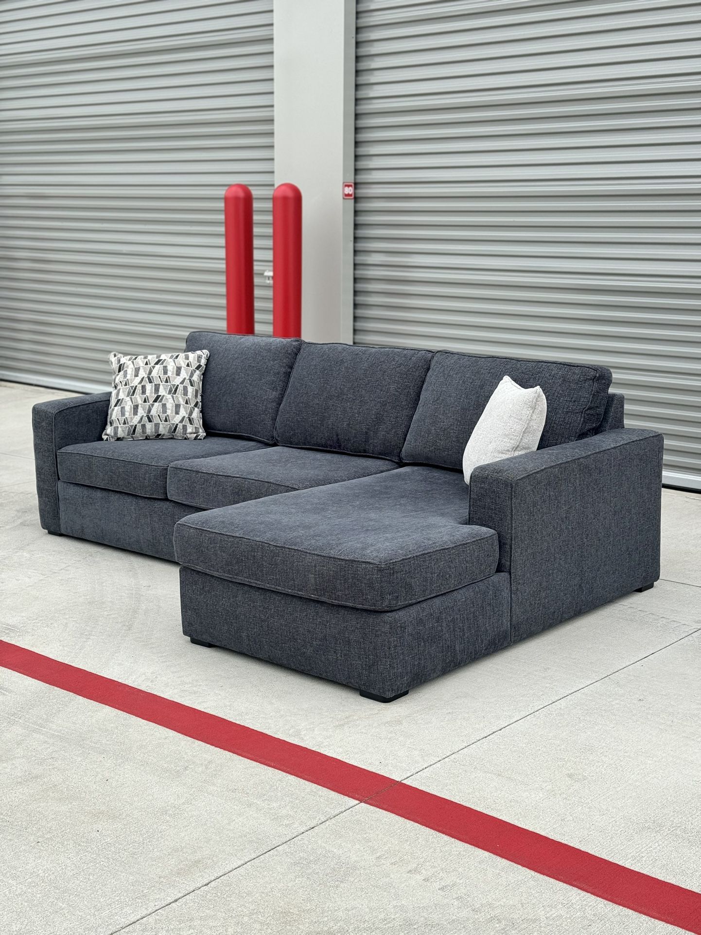 Free Delivery - Dark Gray Living Spaces Sectional Sofa Couch With Chaise