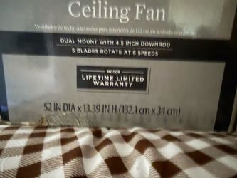 52-Inch Ceiling Fan 5-Blade Dual Mount