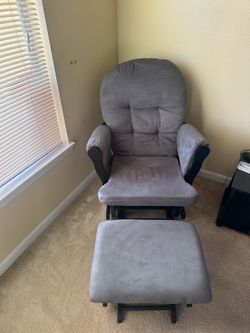 Gray Rocking Chair with Rocking Ottoman – Excellent Condition