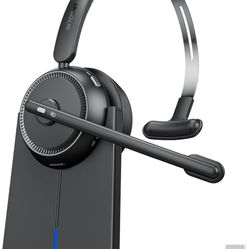 Wireless Headset with AI Noise Cancelling, Wireless Headset with Mic for Work (65 Hours Woktime & Mute Button), Wireless Headphones with Mic Suitable 