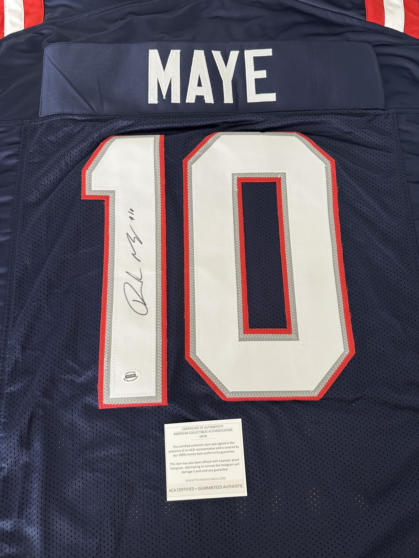 DRAKE MAYE NEW ENGLAND PATRIOTS QB SIGNED CUSTOM JERSEY AUTOGRAPHED W/COA XL 551