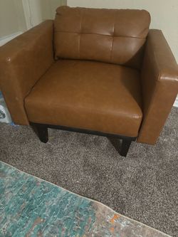 Brown Faux Leather Accent Chair