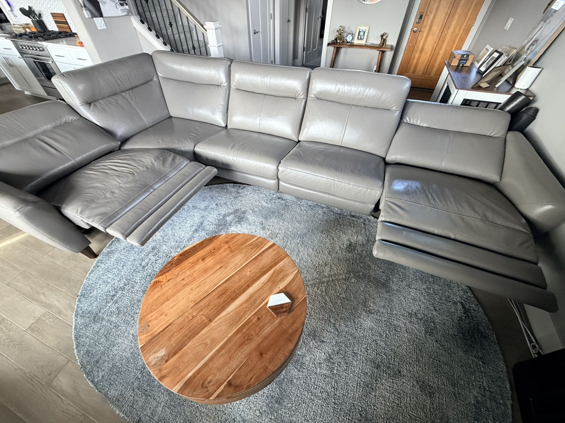 Large Leather Electric Reclining Sectional