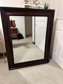 Large Mirror with Wood-Look Frame 4ft x 3ft 8in