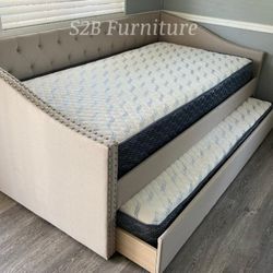 Twin Twin Beige Daybed W Orthopedic 