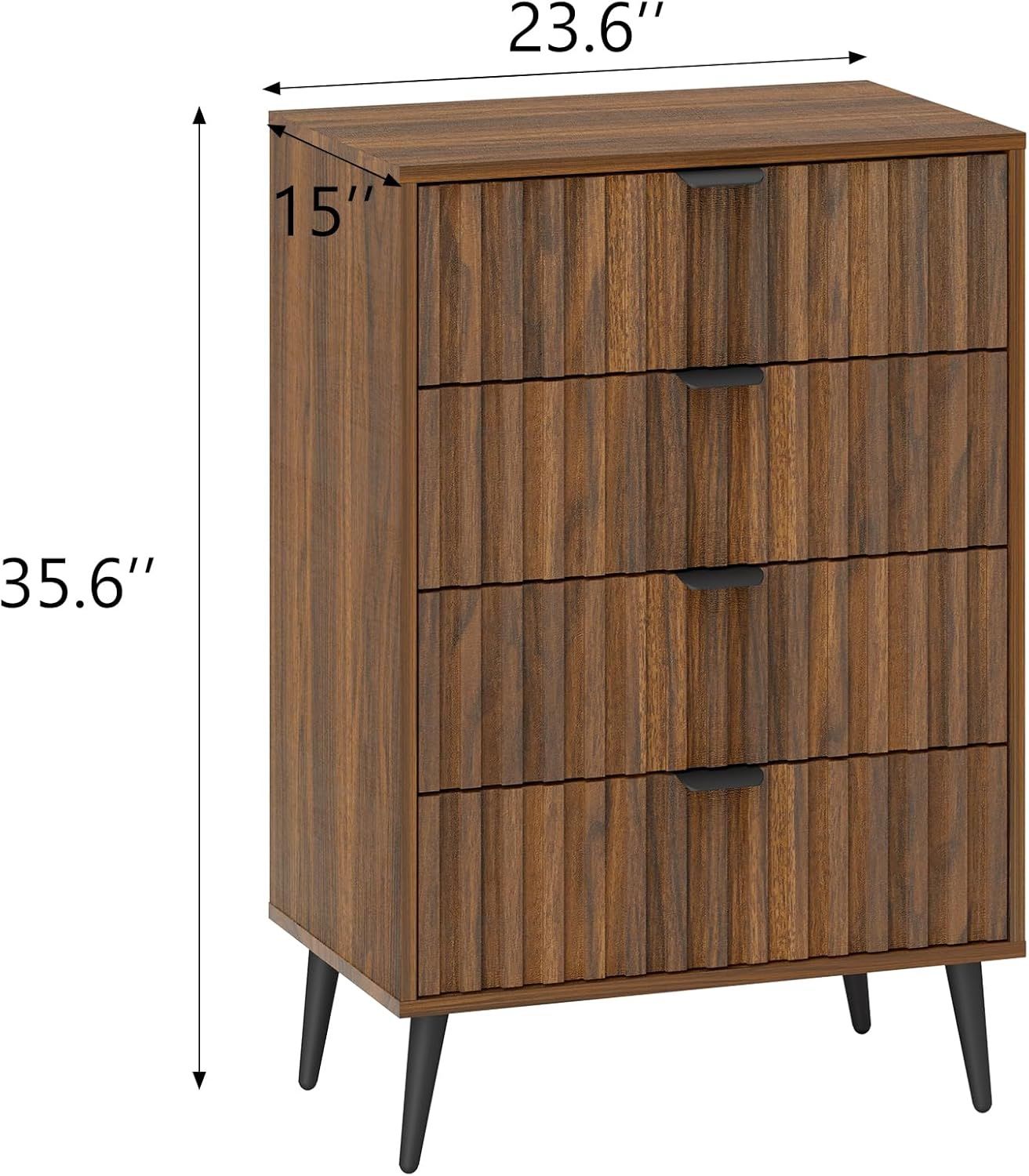 4 Drawer Modern Dresser, Natural Wood, New In Box