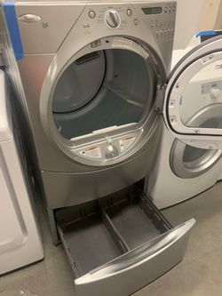 Whirlpool Duet front load electric dryer with pedestal working perfectly with 4 months warranty