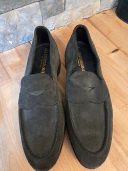 Allen Edmonds Mercer Street Olive Suede Penny Loafers Men's Size 10.5 D