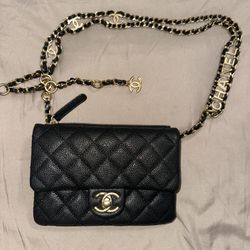 Authentic Chanel Caviar Pick Me Up Flap Belt Bag 
